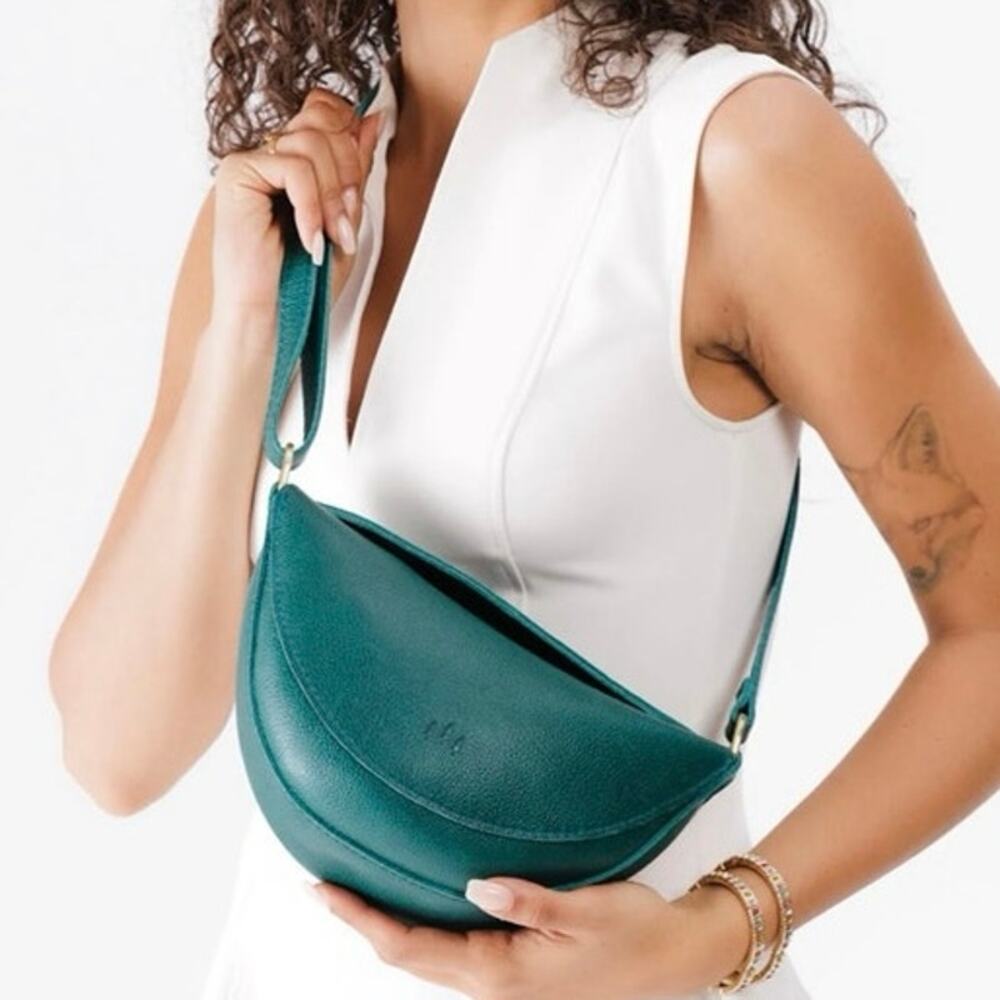 PORTLAND LEATHER GOODS Medium Koala Sling Bag Sea Glass Crossbody Shoulder Purse